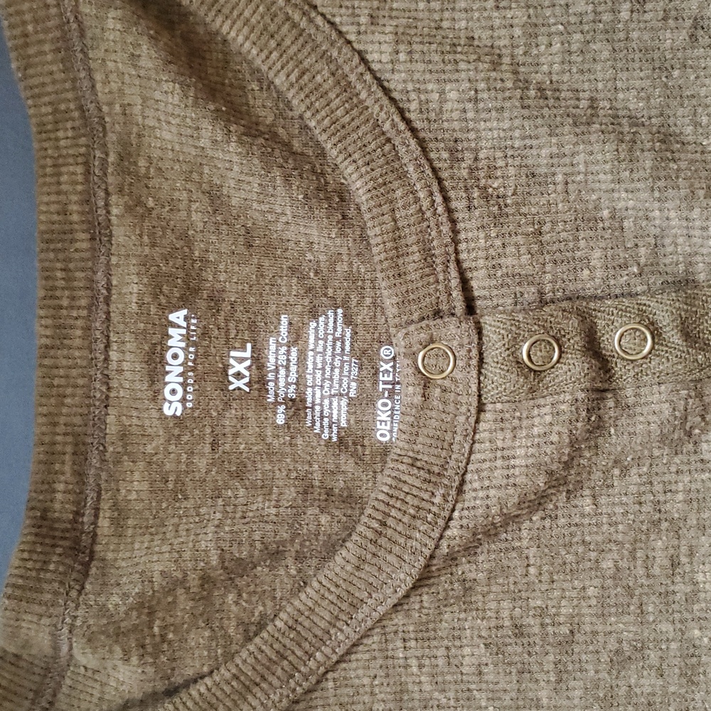 Sonoma OLIVE GREEN Buttoned Henley Shirt sz XXL NWOT - Picture 2 of 3
